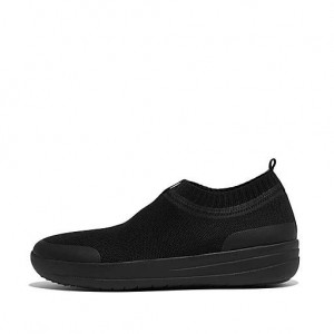 Black FitFlop ÜBERKNIT Slip-On Women's Sneakers | HBTQUP972