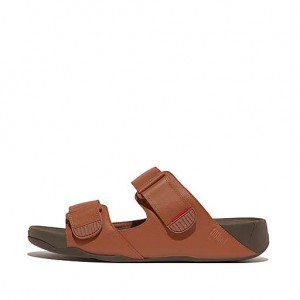 Black FitFlop GOGH Leather Men's Sandals | MAPHXL976