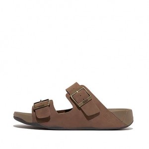 Black FitFlop GOGH MOC Buckle Nubuck Men's Slides | IYGUXQ107