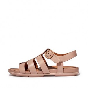 Black FitFlop GRACIE Matt-Buckle Leather Fisherman Women's Sandals | UXSFEZ854