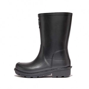 Black FitFlop WONDERWELLY Pearlized Ergonomic Waterproof Kids' Wellington Boots | NFSUJQ902