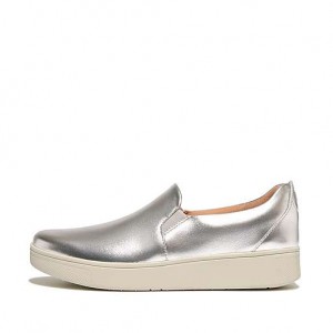 Brown FitFlop RALLY Metallic-Leather Slip-On Skate Women's Sneakers | PKBGCA962