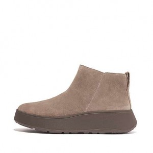 Green FitFlop F-MODE Suede Flatform Zip Women's Boots | OFVYKS269