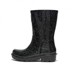 Green FitFlop WONDERWELLY Glitter Ergonomic Kids' Wellington Boots | OXJCRW273