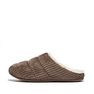 Grey FitFlop CHRISSIE Biofleece-Lined Corduroy Women's Slippers | CDLTXE516