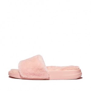 Grey FitFlop IQUSHION Shearling Women's Slides | WMKRHQ410