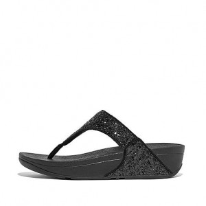 Grey FitFlop LULU Glitter Toe-Post Women's Sandals | TQBMUP245