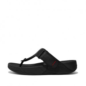 Lemon FitFlop TRAKK II Leather Toe-Post Men's Sandals | YSZHTN694