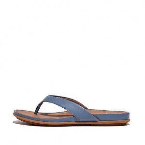 Navy FitFlop GRACIE Leather Women's Flip Flops | XJFVDL213