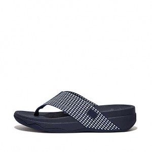 Navy FitFlop SURFA Webbing Toe-Post Women's Sandals | TKNJQO071