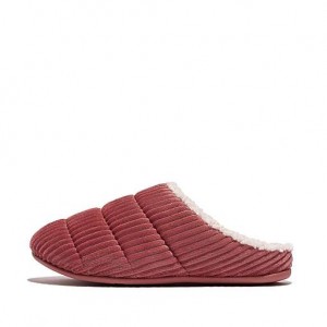 Pink FitFlop CHRISSIE Biofleece-Lined Corduroy Women's Slippers | JRQFGB678