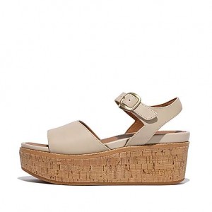 Pink FitFlop ELOISE Cork-Wrap Leather Wedge Women's Sandals | EHTYGB072