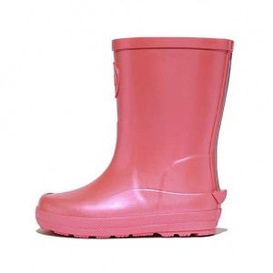 Pink / Black FitFlop WONDERWELLY Pearlized Ergonomic Waterproof Kids' Wellington Boots | VKJNIA041