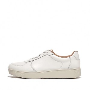 White FitFlop RALLY Leather Panel Women's Sneakers | NPMWET814