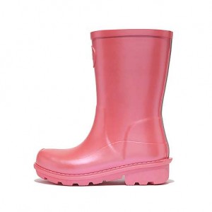 White FitFlop WONDERWELLY Pearlized Ergonomic Waterproof Kids' Wellington Boots | EMWTJA325