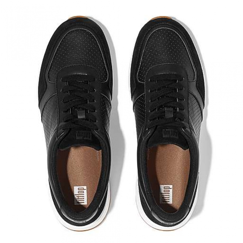 Black FitFlop ANATOMIFLEX Leather-Mix Men's Sneakers | RNALIE462