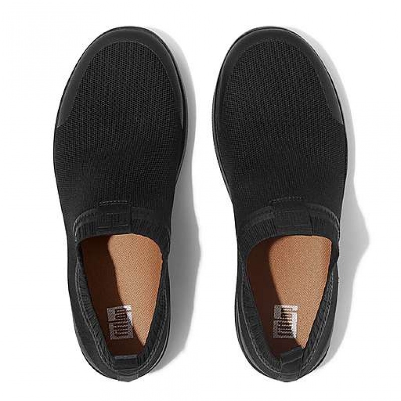 Black FitFlop ÜBERKNIT Slip-On Women's Sneakers | HBTQUP972