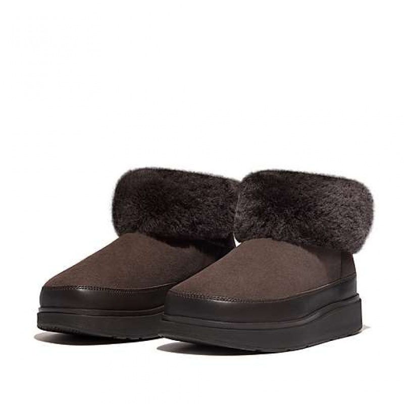 Black FitFlop GEN-FF Mini Double-Faced Shearling Women's Boots | WIDQSX087