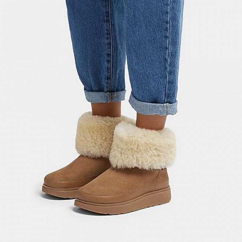 Black FitFlop GEN-FF Short Double-Faced Shearling Women's Boots | KSHDYB689