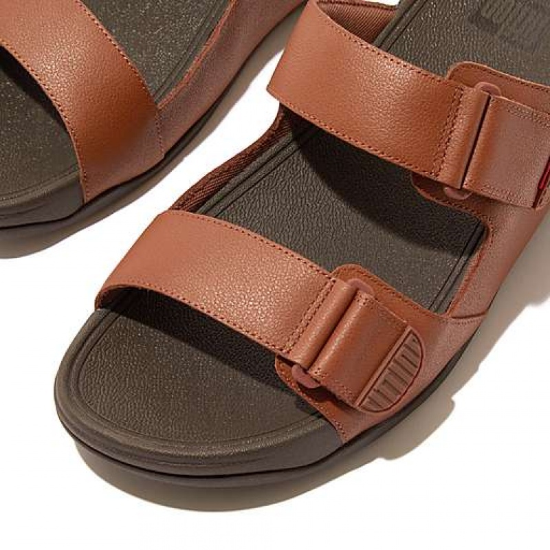 Black FitFlop GOGH Leather Men's Sandals | MAPHXL976