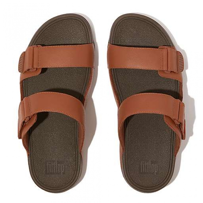 Black FitFlop GOGH Leather Men's Sandals | MAPHXL976