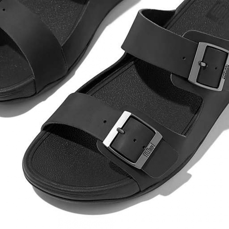 Black FitFlop GOGH MOC Buckle Nubuck Men's Slides | YMPASX789