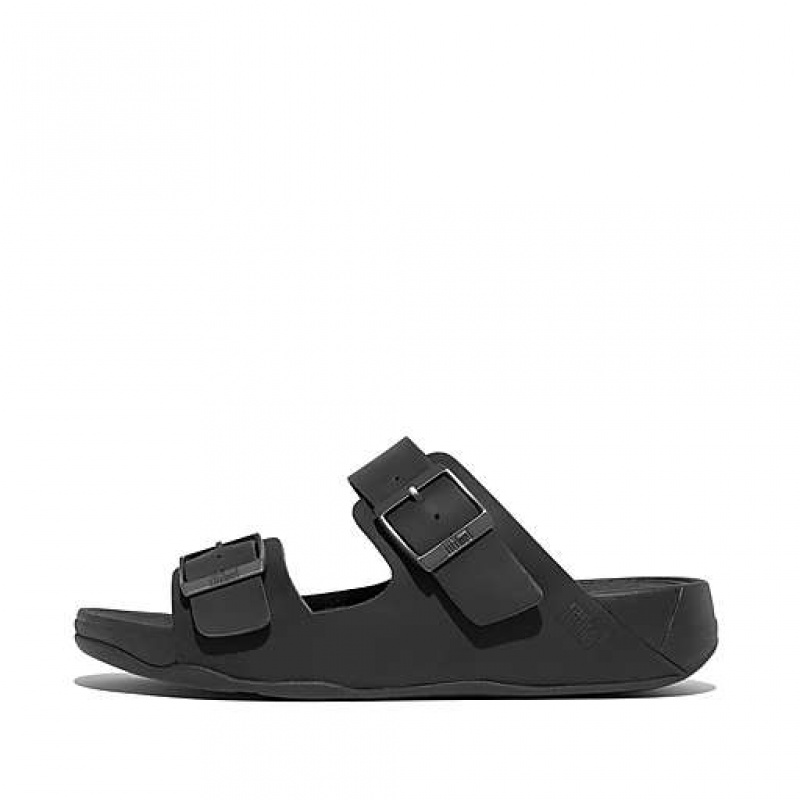 Black FitFlop GOGH MOC Buckle Nubuck Men\'s Slides | YMPASX789