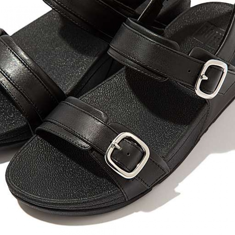 Black FitFlop LULU Adjustable Leather Women's Sandals | XGIBRV782