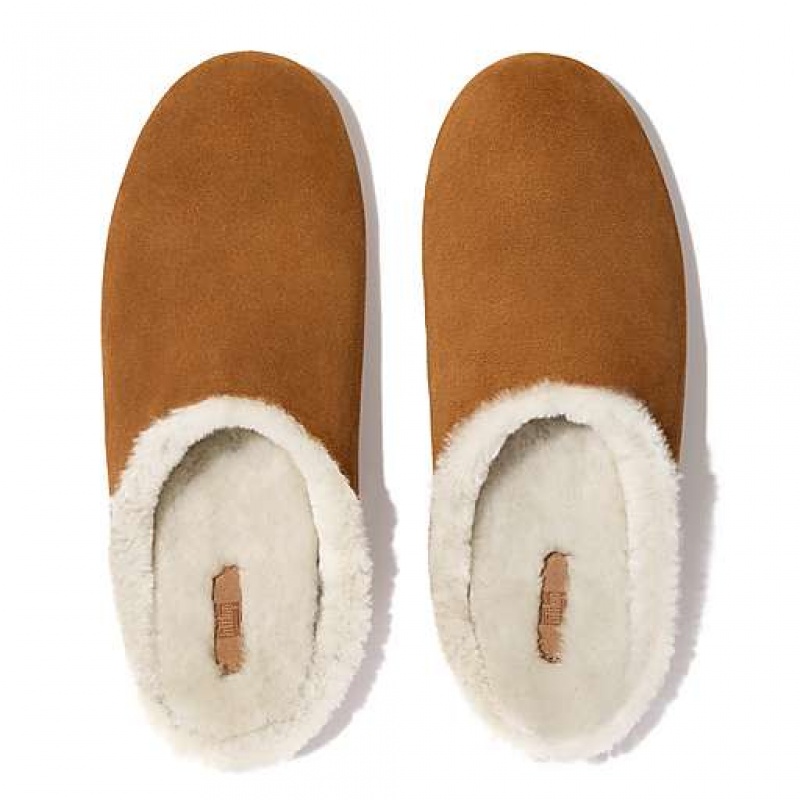 Black FitFlop SHOVE Shearling-Lined Suede Men's Slippers | IMKGSF579