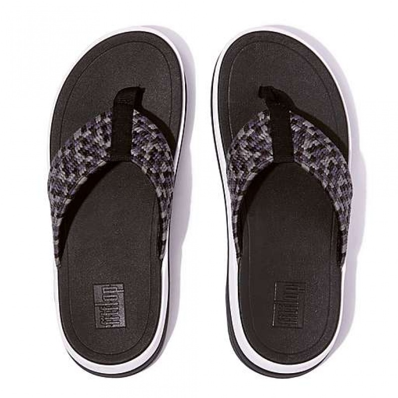 Black FitFlop SURFF Art-Webbing Toe-Post Women's Sandals | AZIRBX627