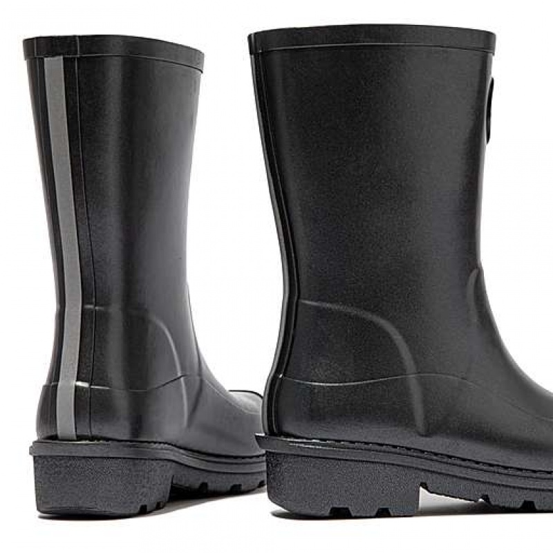 Black FitFlop WONDERWELLY Pearlized Ergonomic Waterproof Kids' Wellington Boots | NFSUJQ902