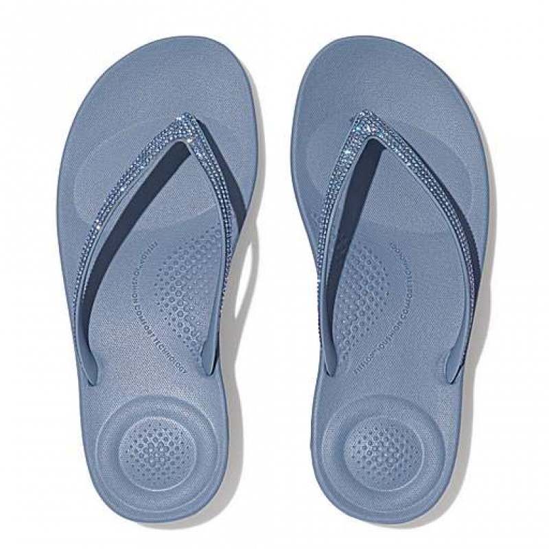 Blue FitFlop IQUSHION Sparkle Women's Flip Flops | CJSFZN716