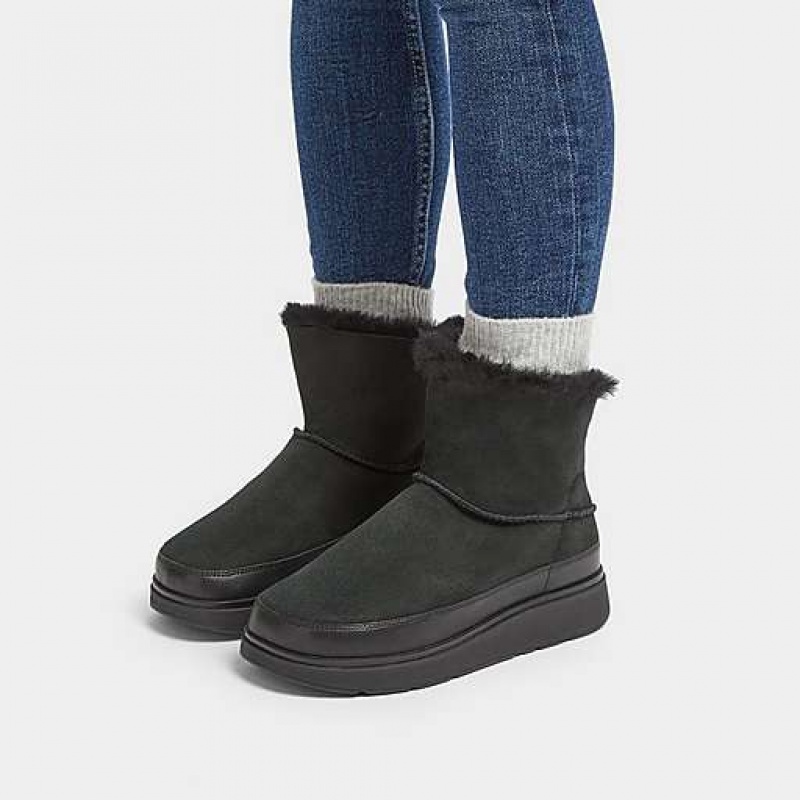 Brown FitFlop GEN-FF Mini Double-Faced Shearling Women's Boots | HNUQYR416