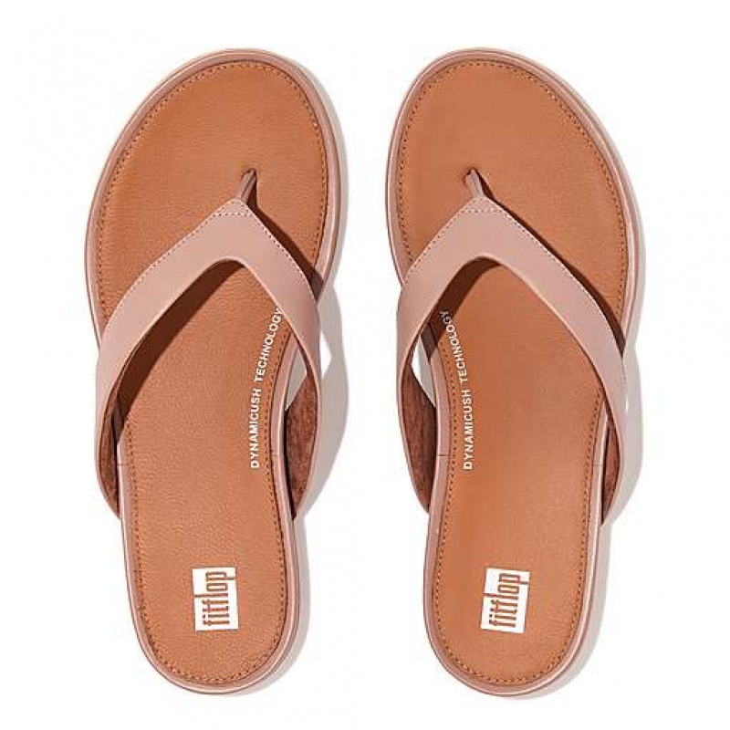 Brown FitFlop GRACIE Leather Women's Flip Flops | RQPAFI179