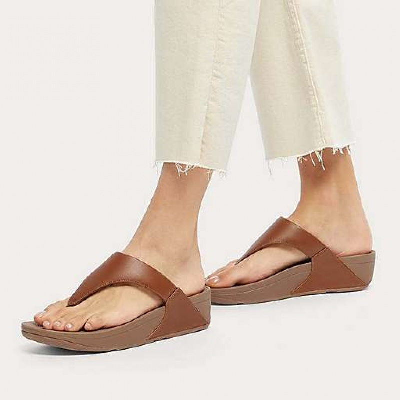 Brown FitFlop LULU Leather Toe-Post Women's Sandals | MSRXZO084