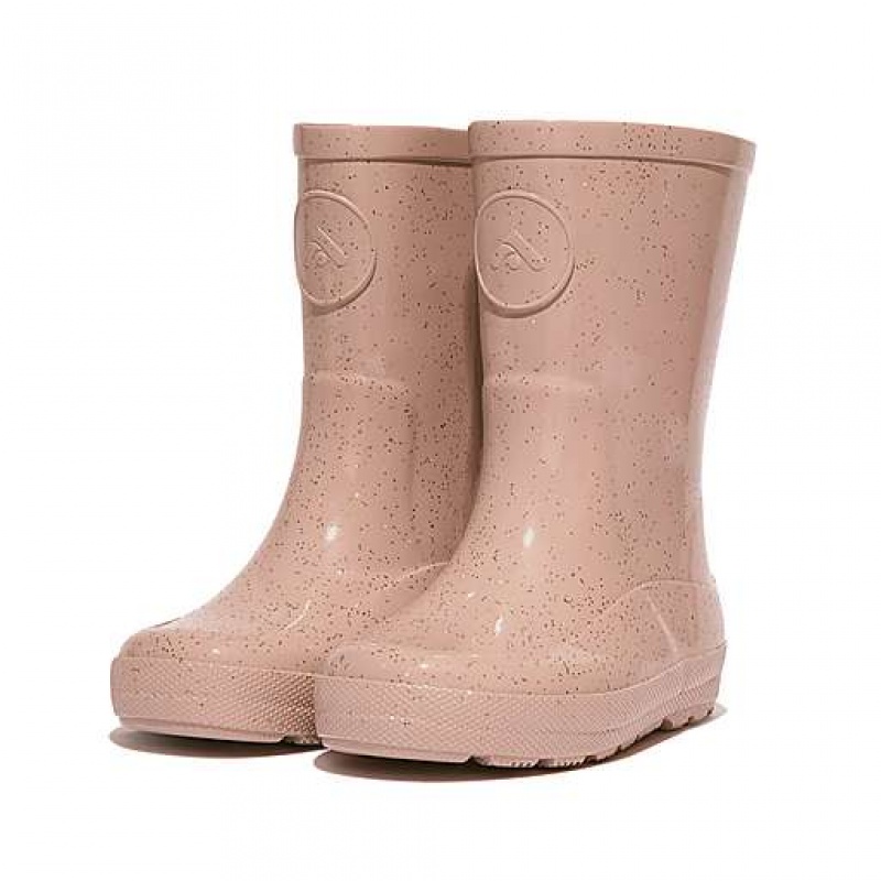 Chocolate FitFlop WONDERWELLY Glitter Ergonomic Kids' Rain Boots | EWQDJM571