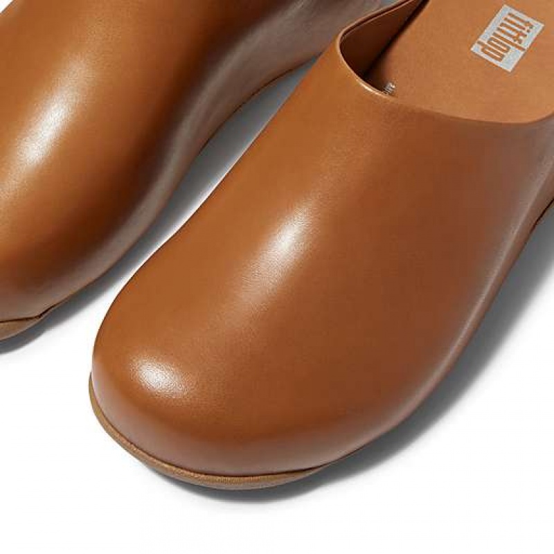 Gold FitFlop SHUV Leather Women's Clogs | YIDAMB912