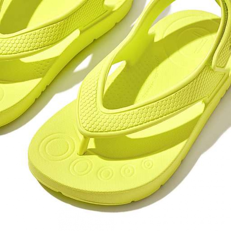 Green FitFlop IQUSHION Ergonomic Back-Strap Kids' Flip Flops | JXEPUC075