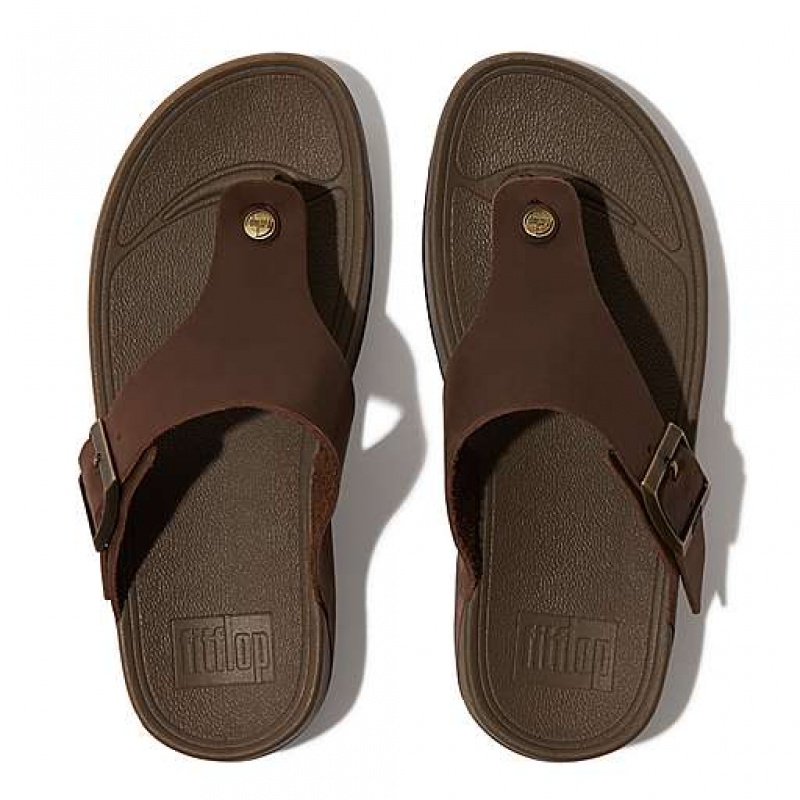 Grey FitFlop TRAKK II Buckle Nubuck Toe-Posts Men's Flip Flops | XRNZCJ809