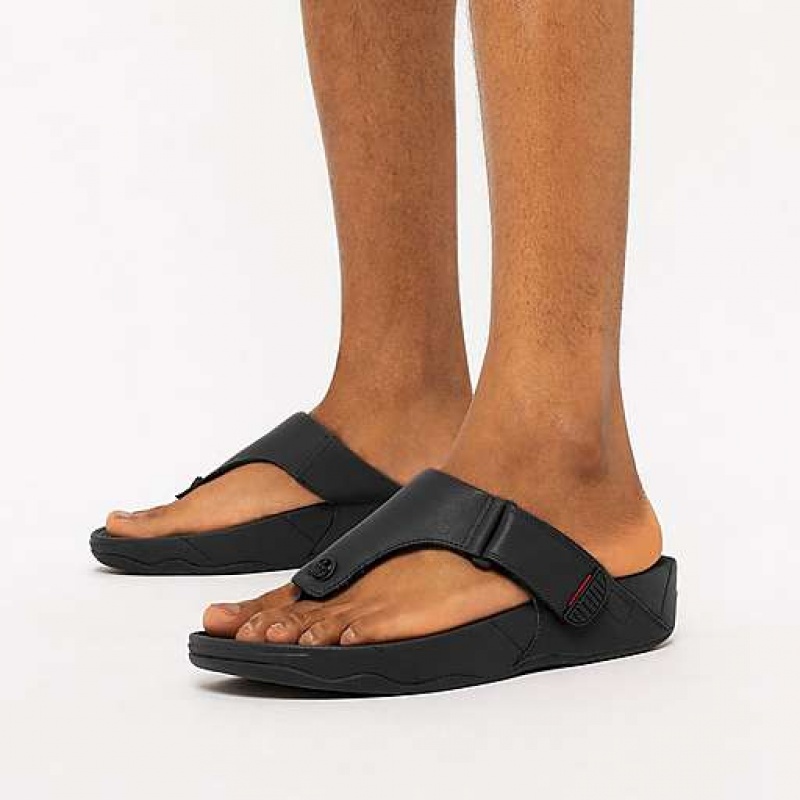 Lemon FitFlop TRAKK II Leather Toe-Post Men's Sandals | YSZHTN694