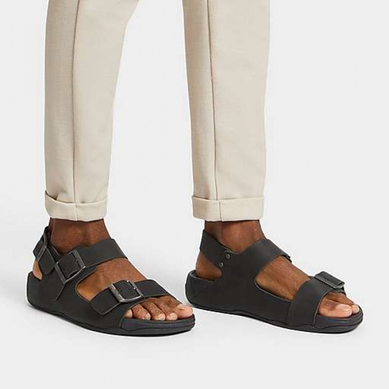 Navy FitFlop GOGH MOC Buckle Nubuck Men's Sandals | JRZFKB325