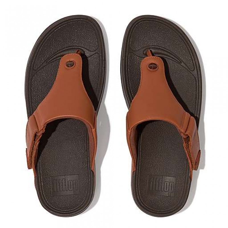 Navy / White FitFlop TRAKK II Leather Men's Flip Flops | MUECHI195