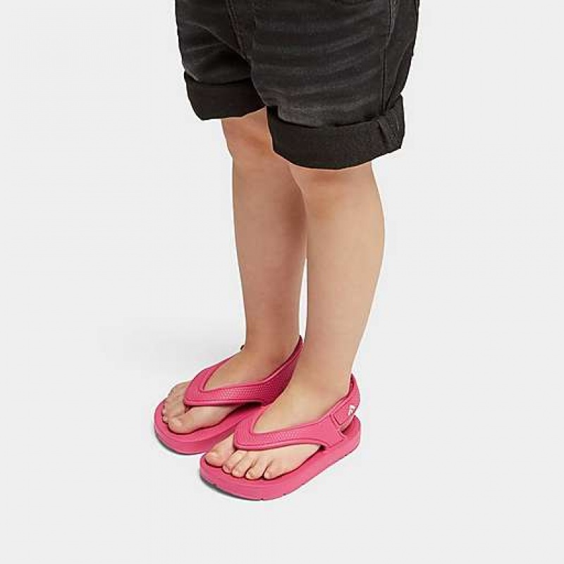 Pink FitFlop IQUSHION Ergonomic Back-Strap Kids' Flip Flops | ASQCZG423