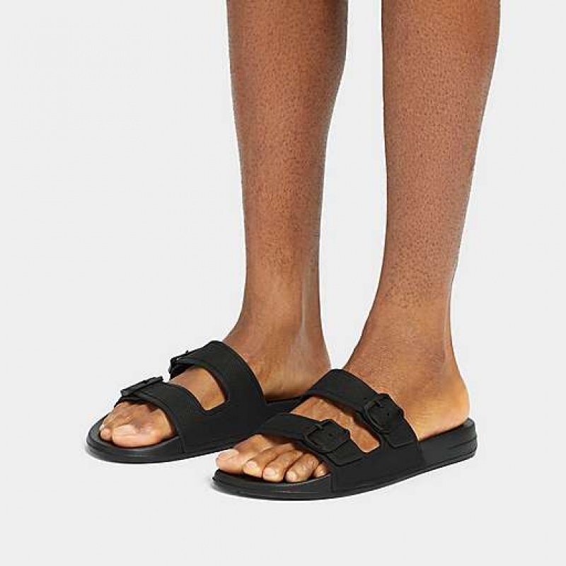 Pink FitFlop IQUSHION Two-Bar Buckle Men's Slides | NXFKDG621