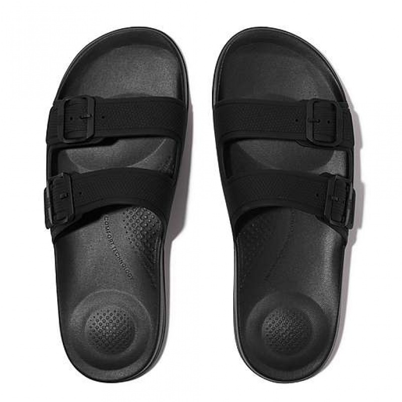 Pink FitFlop IQUSHION Two-Bar Buckle Men's Slides | NXFKDG621