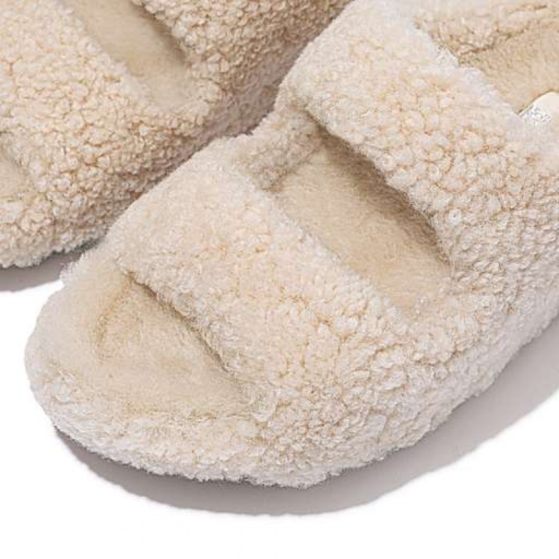 Pink FitFlop SHUV Two-Bar Shearling Women's Slippers | TQKOSB251