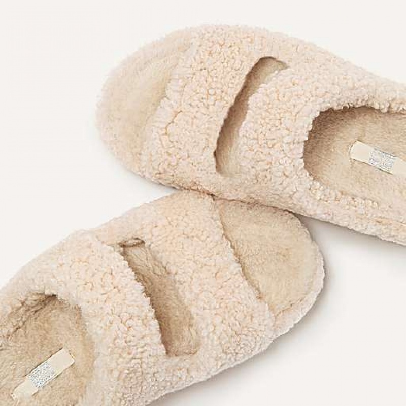 Pink FitFlop SHUV Two-Bar Shearling Women's Slippers | TQKOSB251