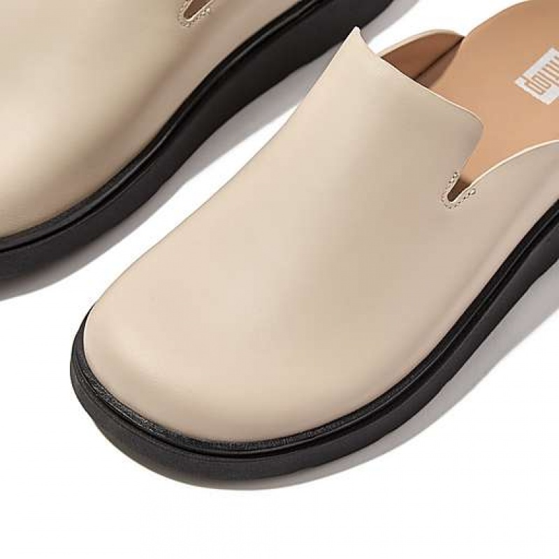 Silver FitFlop GEN-FF Leather Women's Mules | ISZOUG397