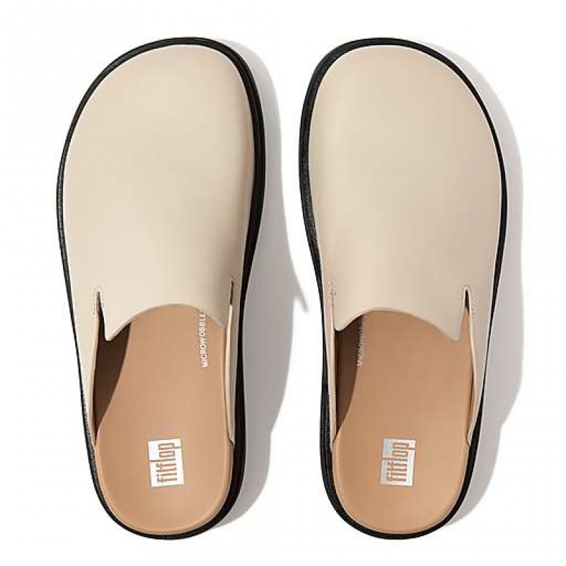 Silver FitFlop GEN-FF Leather Women's Mules | ISZOUG397