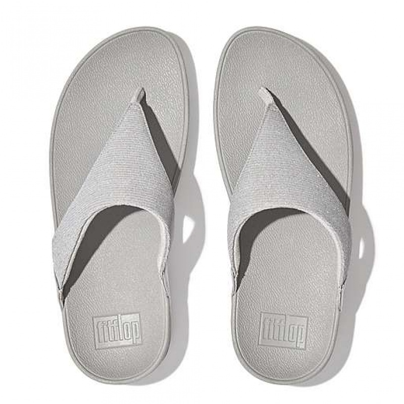 White FitFlop LULU Shimmerlux Toe-Post Women's Sandals | JRDHAU196